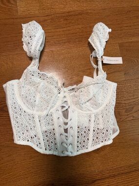 Victoria's Secret White Lace Corset Crop Top